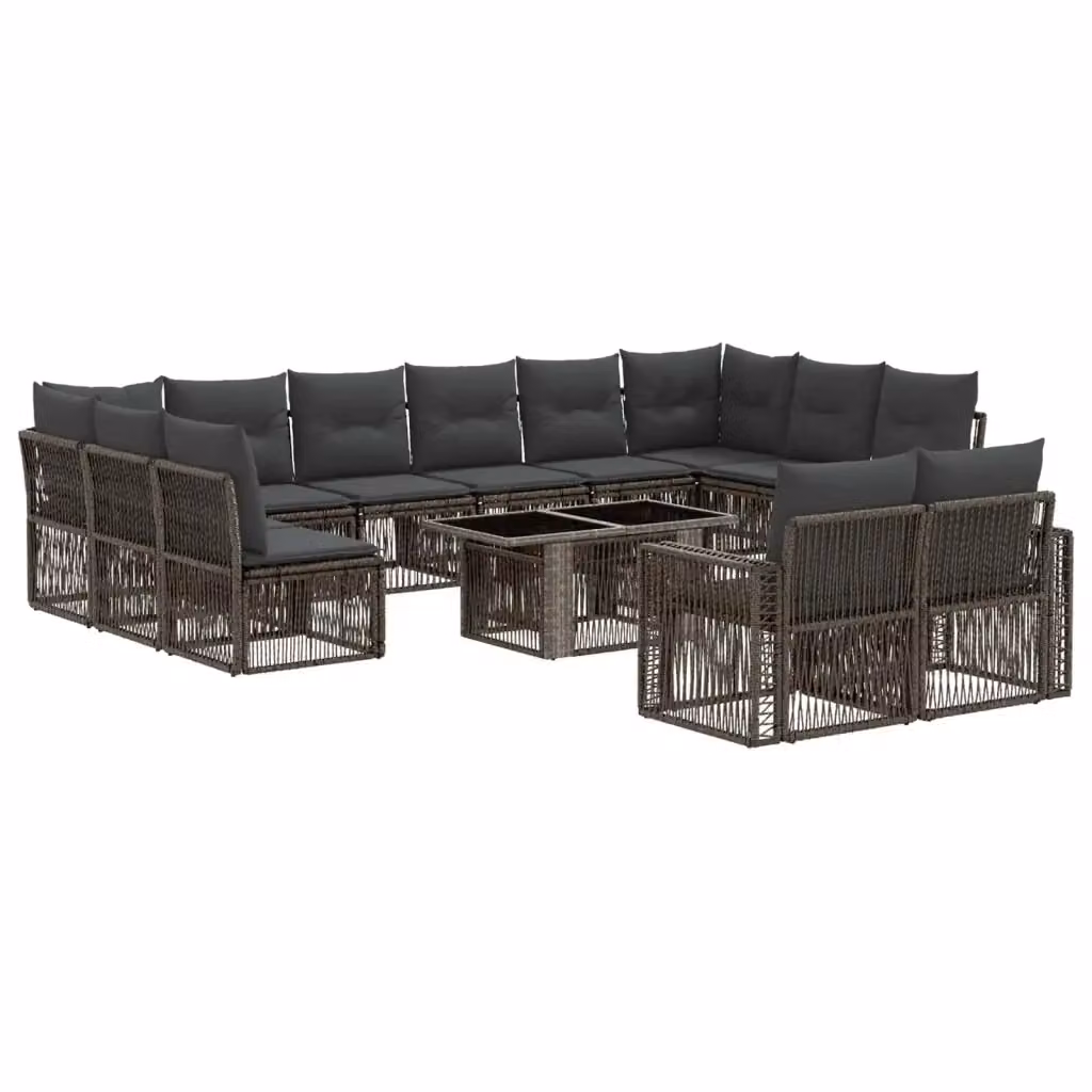 Set Divano da Giardino a Forma a U vidaXL in Polyrattan Grigio e Antracite con Tavolino e Cuscini – 2