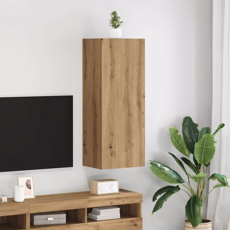 Mobile TV da parete vidaXL in Rovere artigianale, Colore Marrone, L: 40,5 cm, P: 30 cm, H: 102 cm