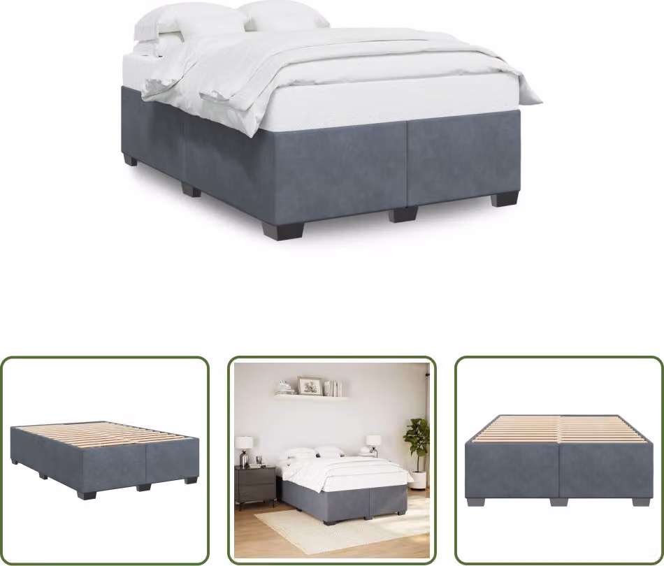 The Living Store Struttura letto grigio scuro 140x200 cm in velluto