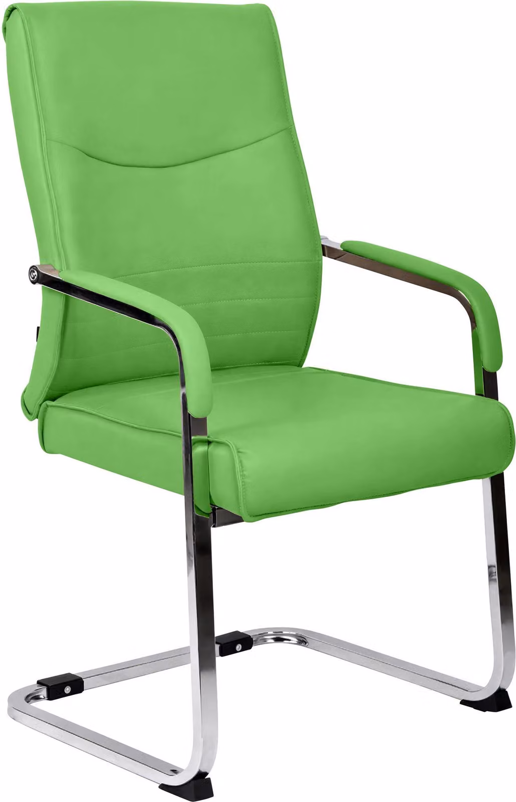Sedia da pranzo Hobart, modello a schienale alto e braccioli, imbottita, in ecopelle, colore verde