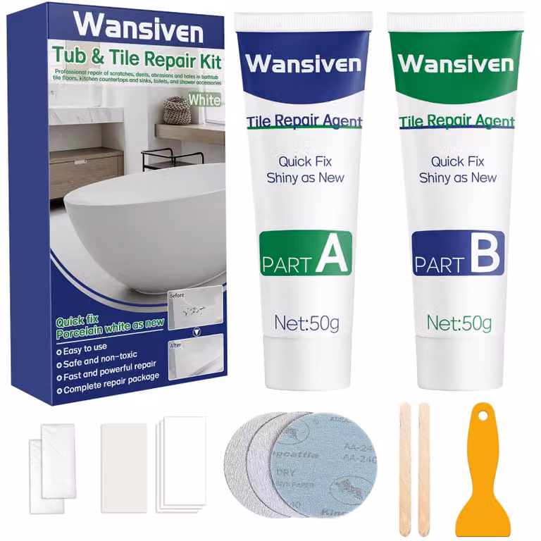Kit di riparazione per piastrelle, 100 g, bianco, smalto, impermeabile, per piastrelle in Vetroceramica