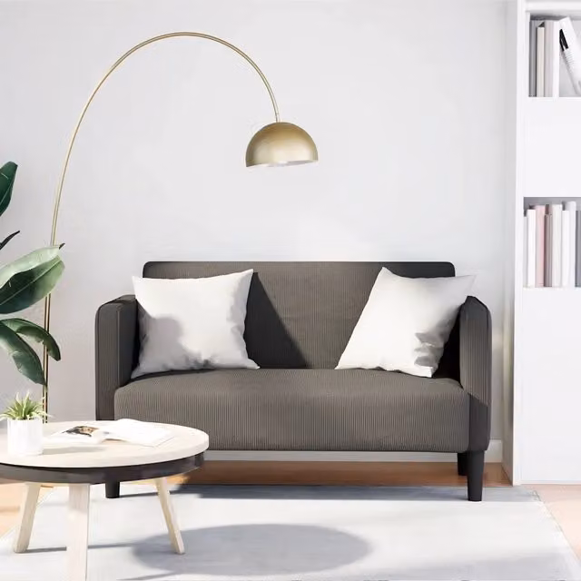 Divanetto moderno vidaXL in tessuto a coste grigio, L: 109 cm, P: 68 cm, H: 74,5 cm – 1