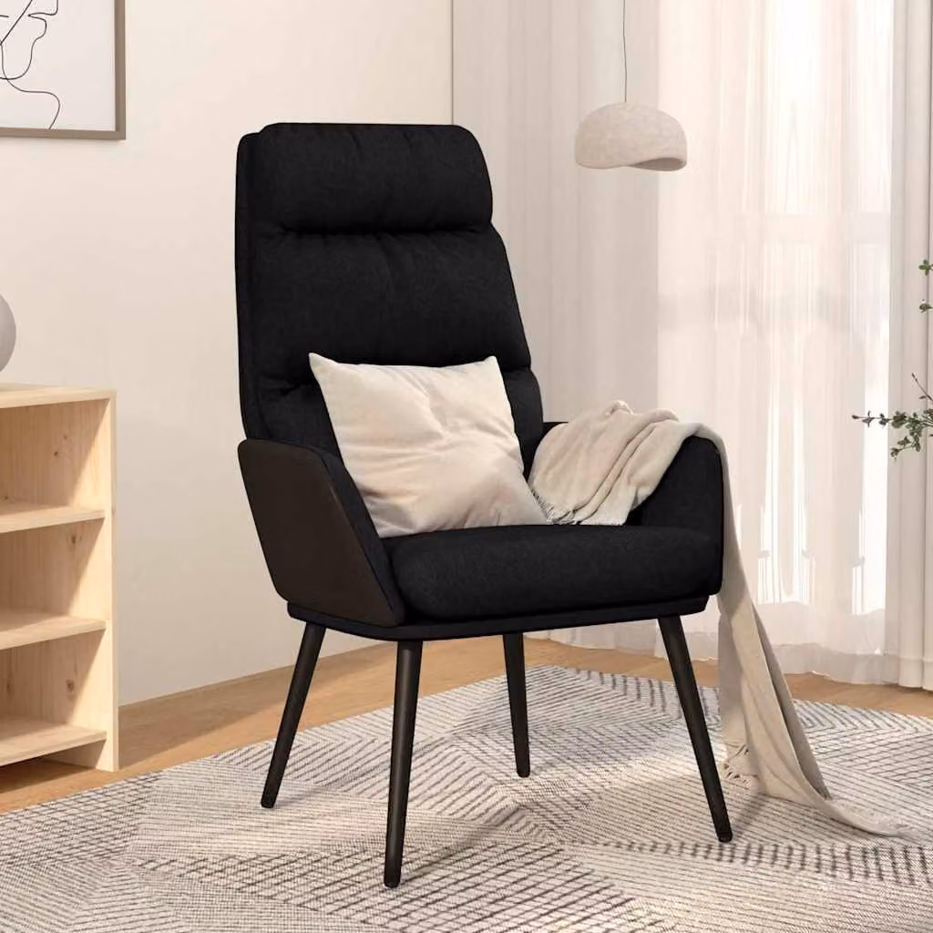 Sedia Relax vidaXL Nera con Braccioli e Struttura in Metallo