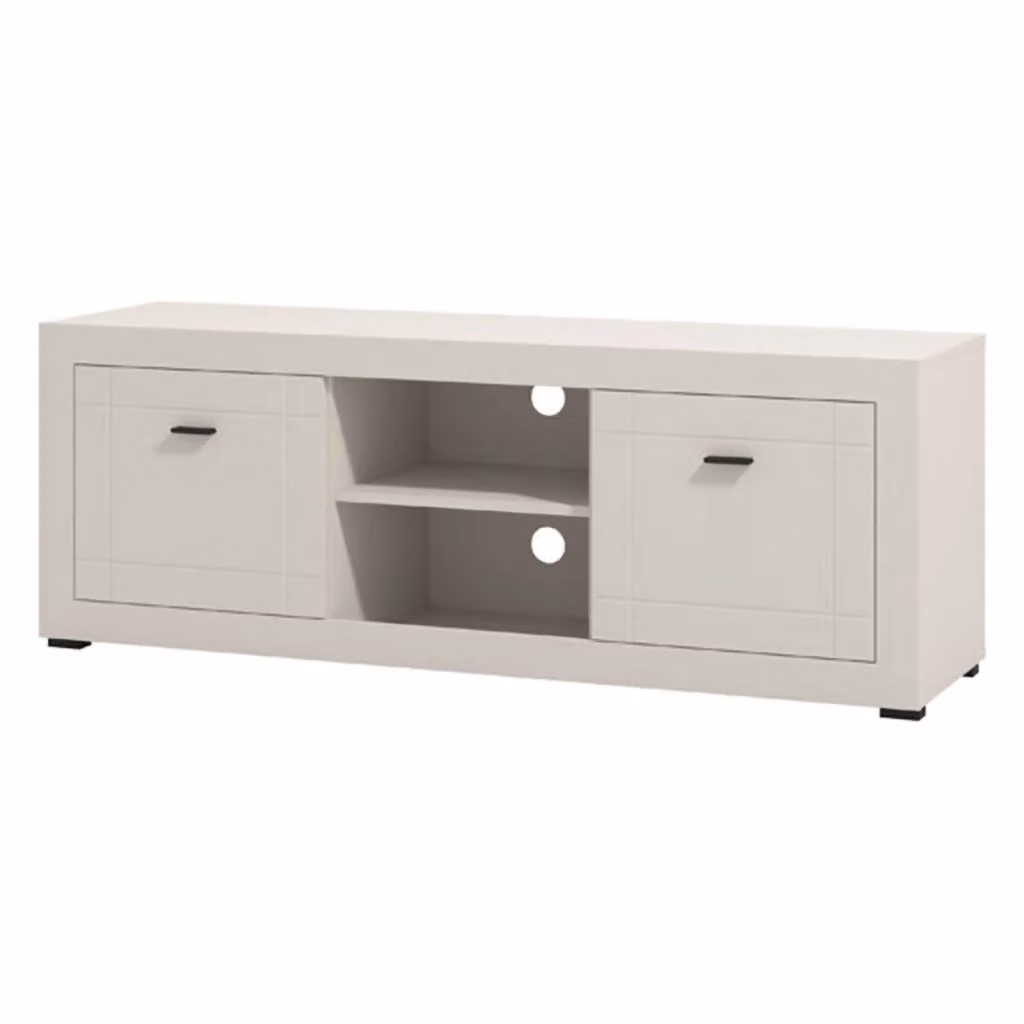 Mobile Porta TV Sillaro DMORA con 2 Ripiani, Bianco e Crema, L 147.5 x P 41.5 x H 53.5 cm – 2