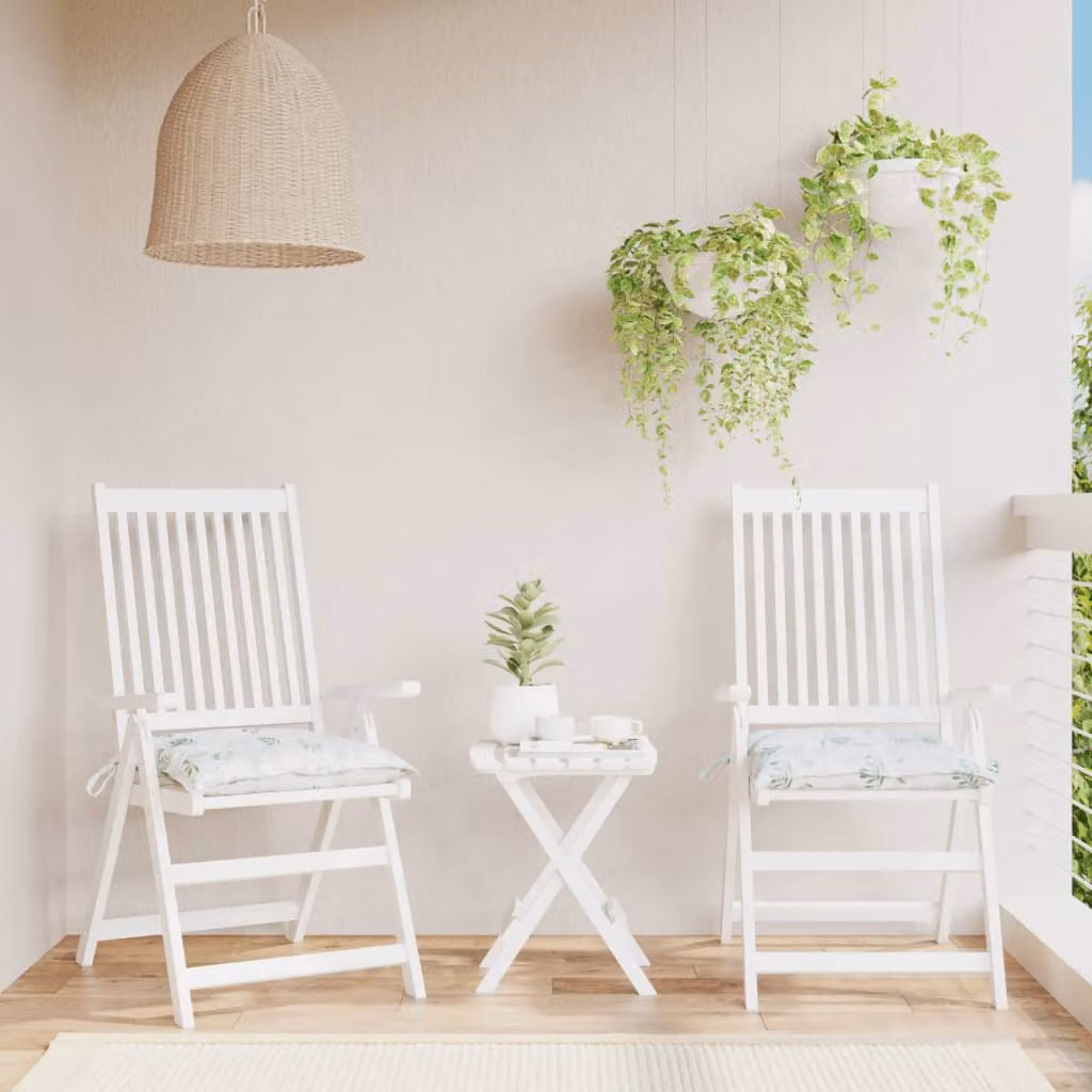 Set di 2 cuscini per sedia vidaXL con motivo a foglie, verde e multicolore, in tessuto Oxford impermeabile e traspirante, L/P/H: 50 x 50 x 7 cm