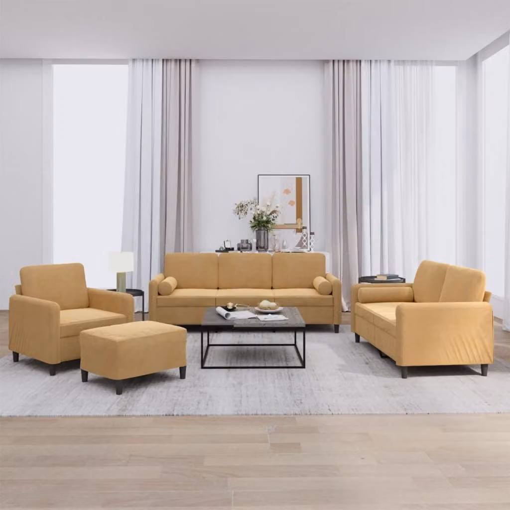 Maison Exclusive - Set divano 4 pezzi con cuscini in velluto marrone