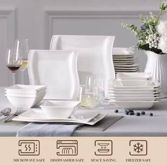 Set di Cucina per 6 Persone - 26 pezzi - Set di Cucina Elegante - Set di Cucina da Tavola - Set da Pranzo in Poro - Set da Pranzo in Stile Classico - Bianco