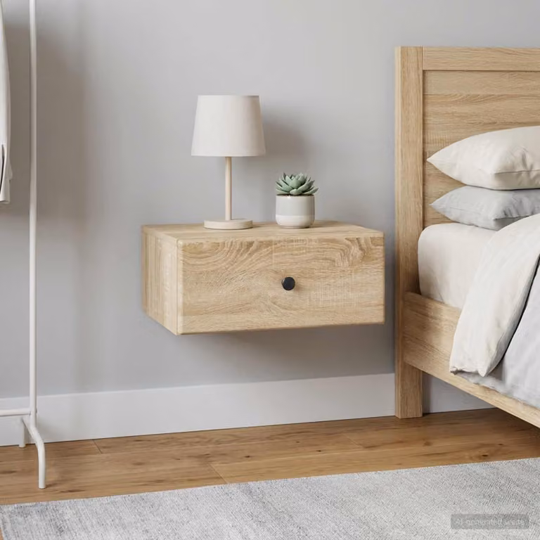 Set di 2 comodini sospesi vidaXL in Rovere Sonoma, L 49 cm x P 34,5 cm x H 20 cm