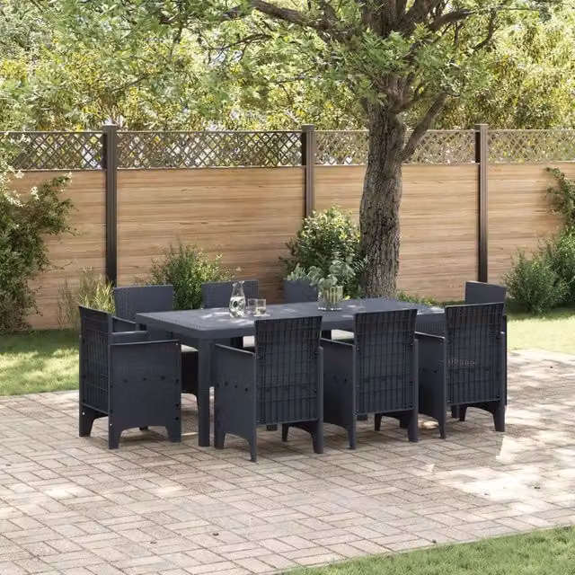 Set da Pranzo per Giardino 9 pz Antracite Polipropilene 3378576
