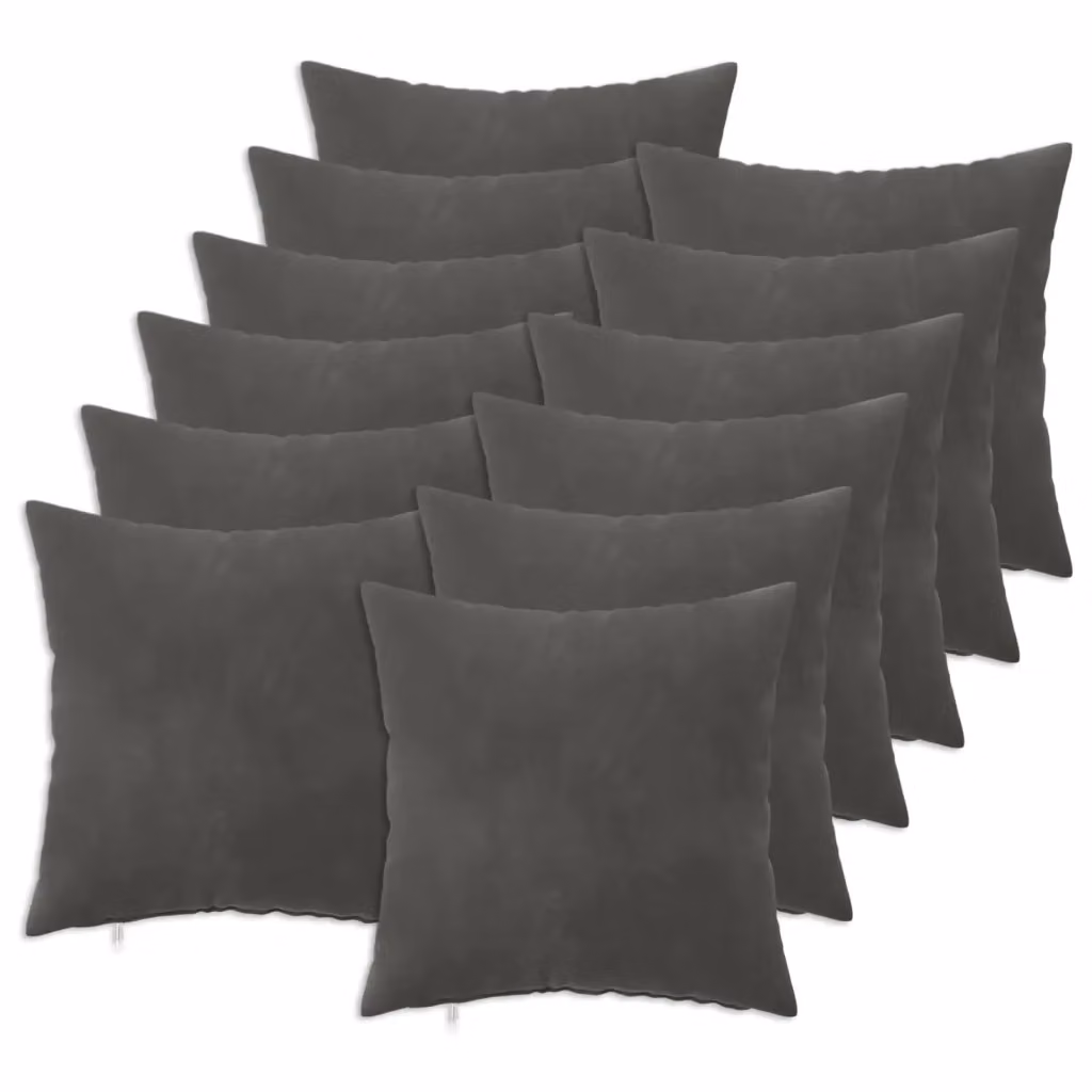 Set di 12 cuscini quadrati HEERLEN vidaXL in velluto grigio, 50 x 50 cm