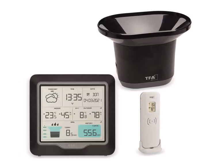 TFA Funk Wetterstation Rain Pro schwarz