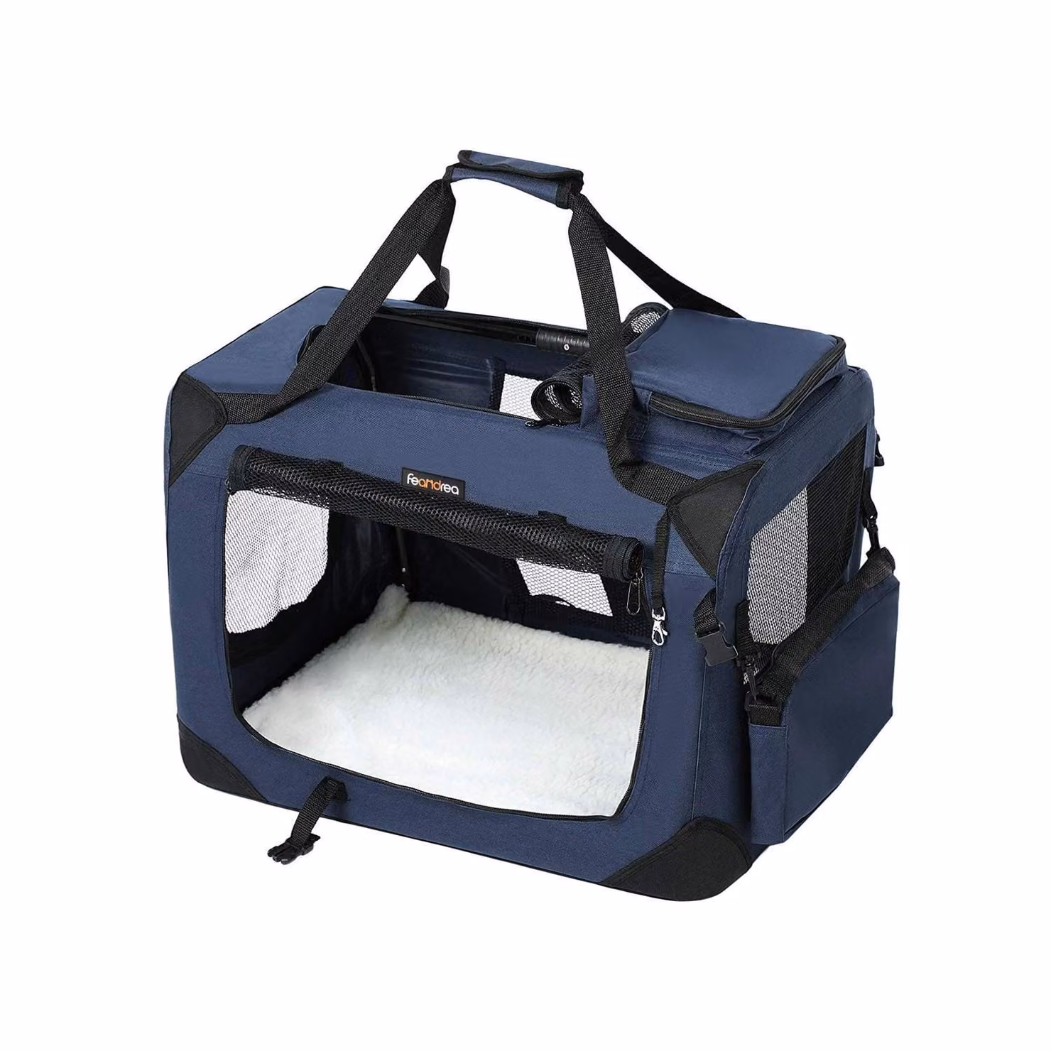 Trasportino per Animali Nero Medio, Blu Scuro