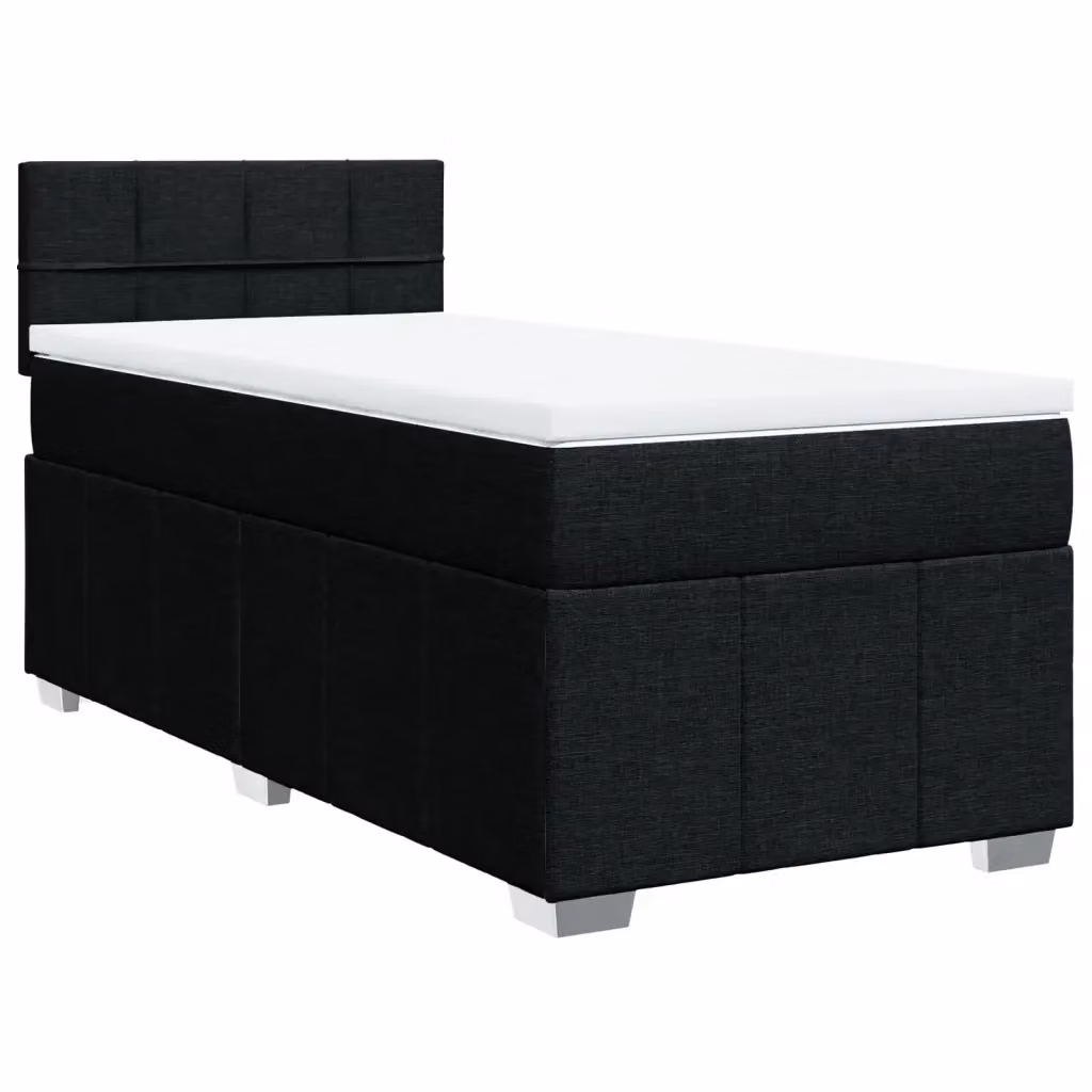 Letto Ibrido vidaXL con Giroletto a Molle e Materasso in Tessuto Nero e Bianco L/P: 90 x 190 cm – 2
