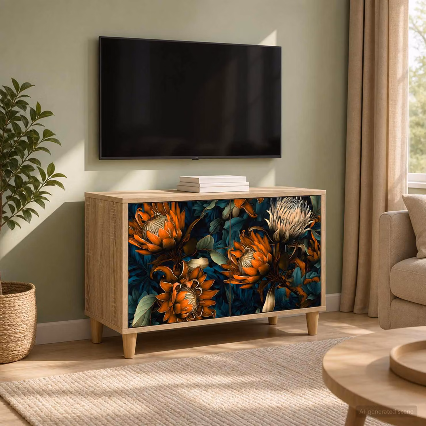 Mobile TV vidaXL LOCHEM moderno in legno ingegnerizzato color marrone L: 69 cm, P: 33 cm, H: 50 cm