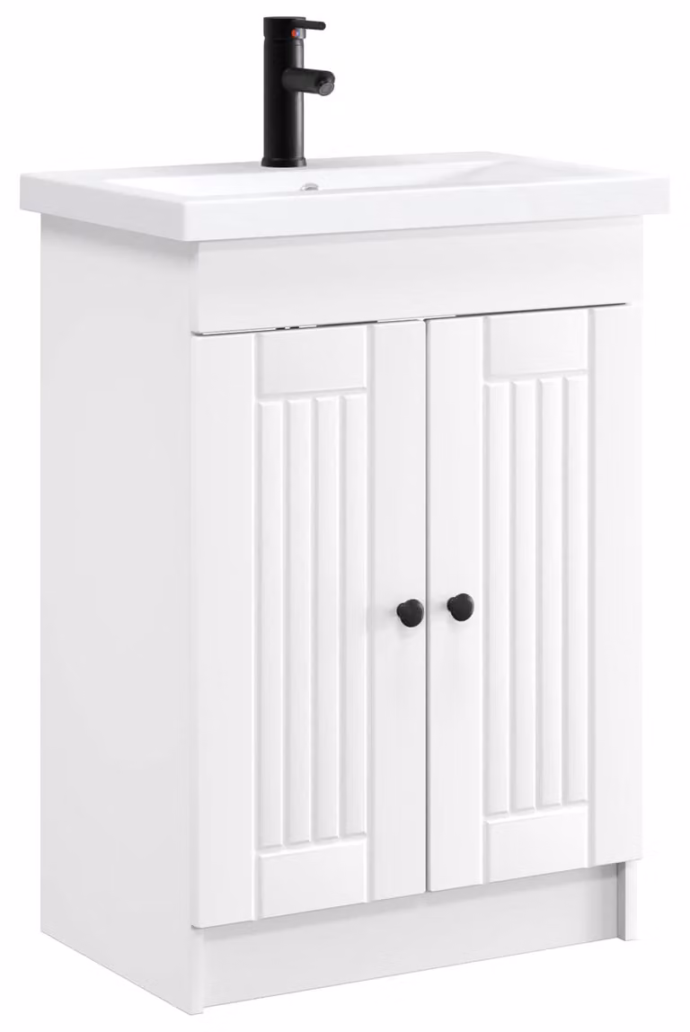 Set di mobili da bagno, colore bianco, dimensioni 56 x 37,5 x 81 cm