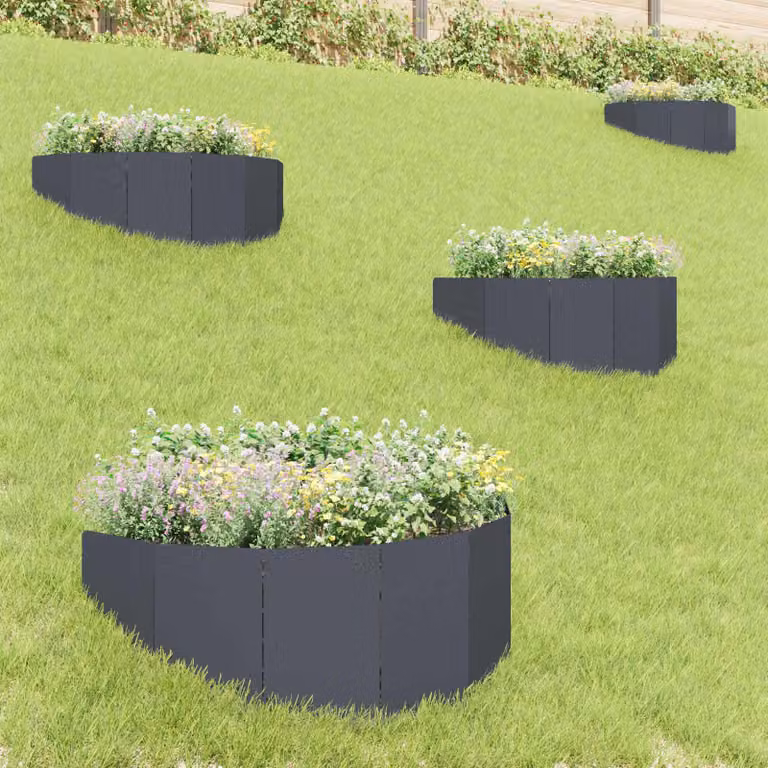 Set di 4 bordure per prato vidaXL in acciaio colore antracite, 100 x 45 cm