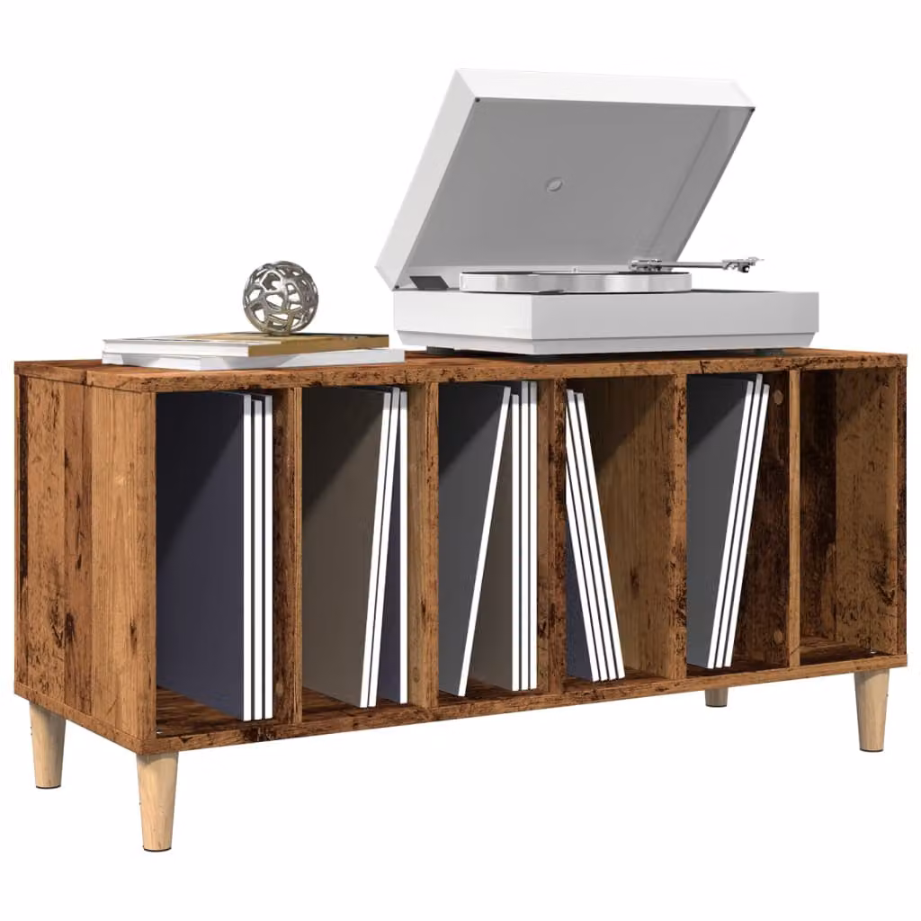vidaXL Mobile Porta Dischi in Legno Multistrato Colore Marrone Antico L/P/H: 100 x 38 x 48 cm