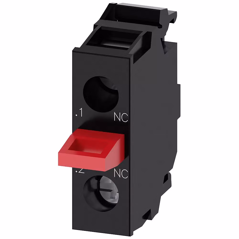 Modulo di contatto Siemens con 1 elemento di commutazione, 1 polo, contatti placcati in oro, collegamento a vite 3SU14002AA101MA0