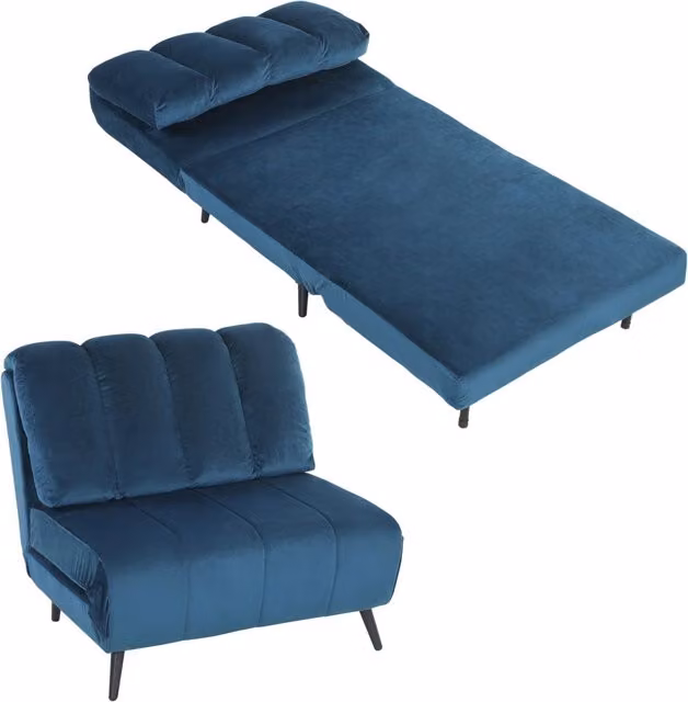 Poltrona Letto Pieghevole ¨C Xylo ¨C Blu con Schienale Regolabile
