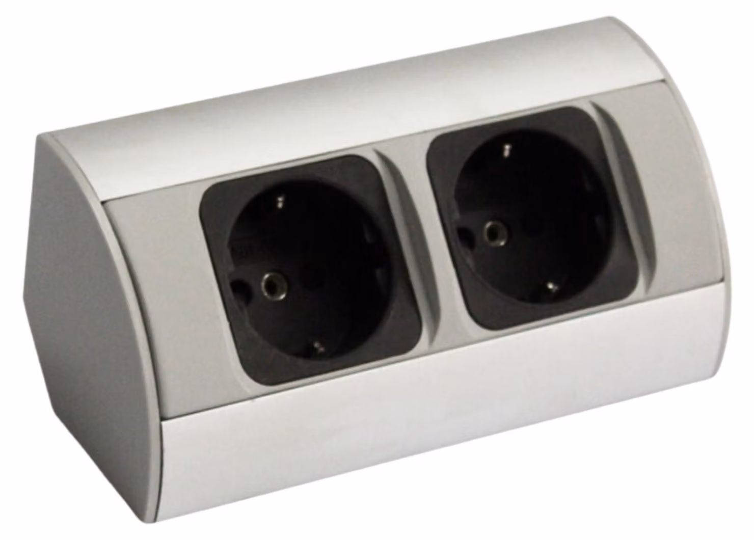 kalb | ciabatta angolare a 2 vie 2x presa 230V alluminio argento/nero