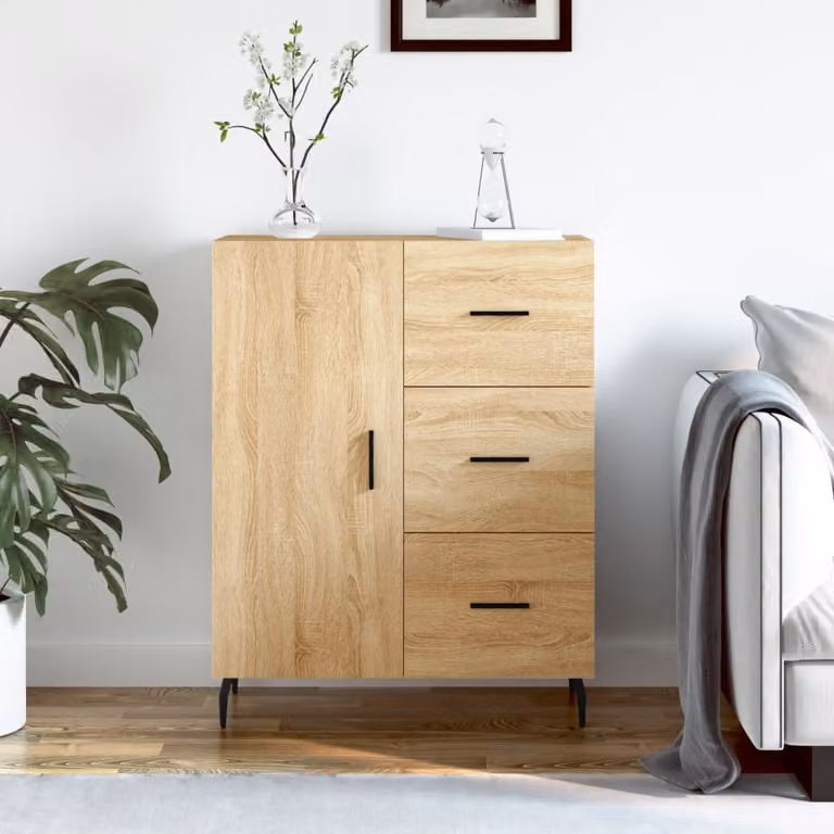 Credenza vidaXL in Rovere Sonoma e Legno Multistrato, L: 69,5 cm, P: 34 cm, H: 90 cm