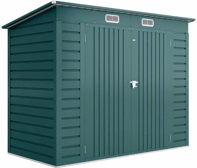 Capanno Porta Attrezzi 249x121x183 cm con 2 Prese d'Aria e Chiavistello in Acciaio Verde