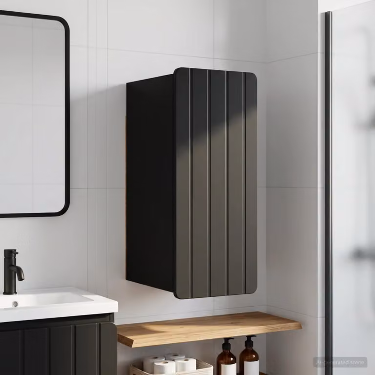 Armadio da bagno a muro vidaXL ZWOLLE Nero L: 30 cm, P: 31 cm, H: 63 cm