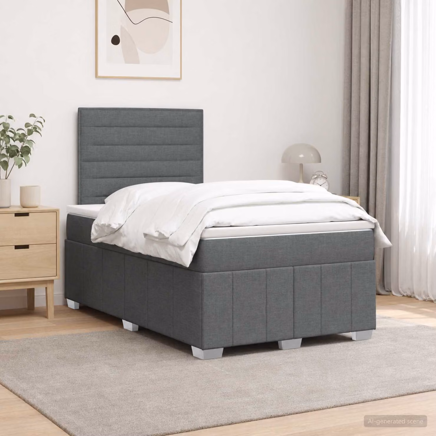 Letto box spring vidaXL con materasso a molle insacchettate, Grigio e Bianco, L/P/H: 120 x 200 x 76,5 cm