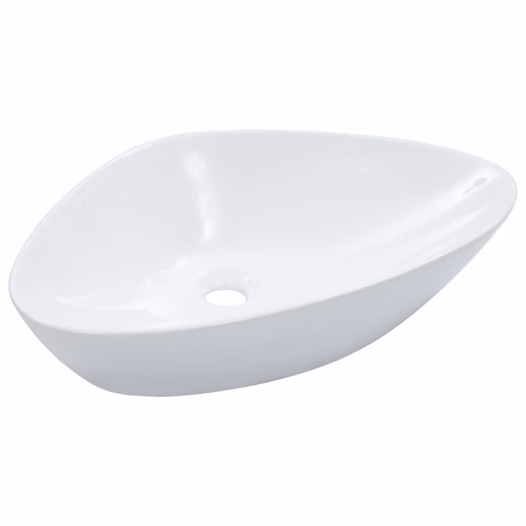 Lavandino 58,5x39x14 cm in Vetroceramica Bianco