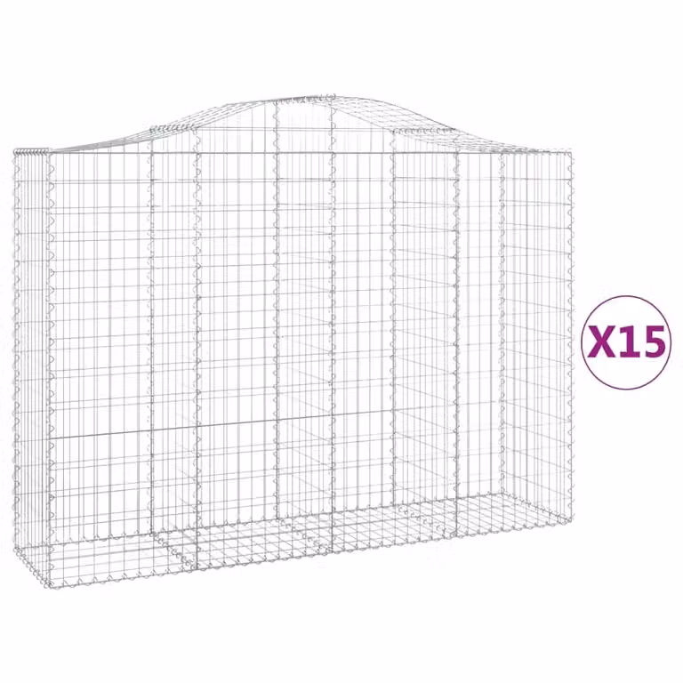 Cesti Gabbioni ad Arco 15 pz 200x50x140/160 cm Ferro Zincato