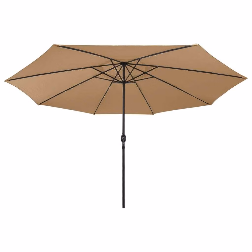 vidaXL Ombrellone con luci LED e palo in metallo 400 cm Taupe