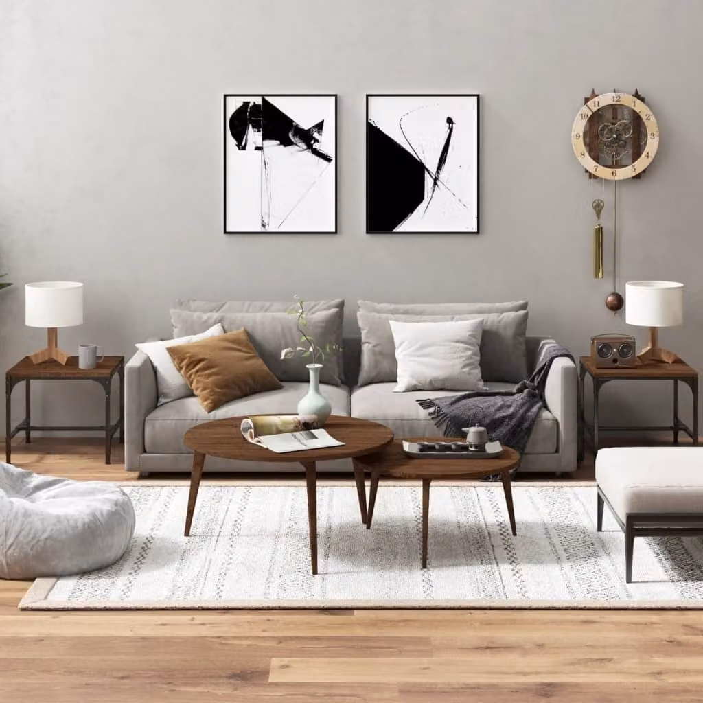 The Living Store Tavolini 2 pz. Rovere marrone 40x40x35 cm Materiale a base di legno