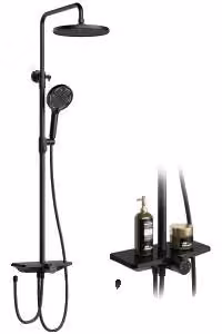 Sistema doccia, acciaio inossidabile, design superiore regolabile, colore nero