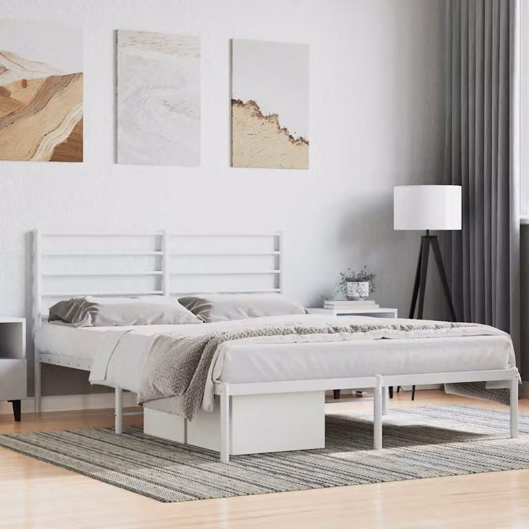 vidaXL Giroletto con Testiera in Metallo Bianco L/P: 140 x 200 cm