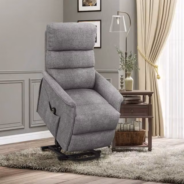 Poltrona relax elettrica 66x90x96 cm con alzata e reclinazione in poliestere grigio