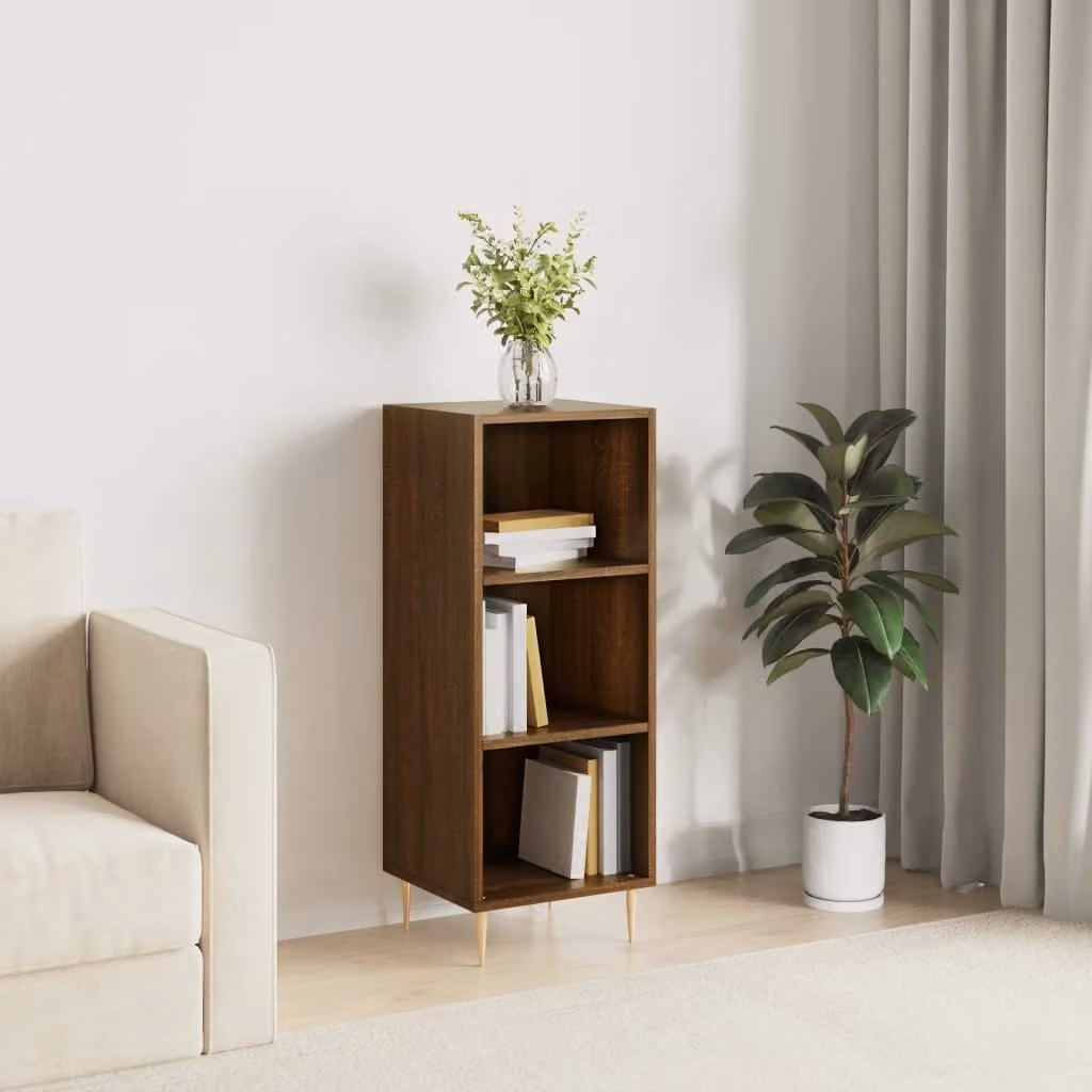 Credenza vidaXL in Rovere Marrone in Legno e Metallo L: 34,5 cm, P: 32,5 cm, H: 90 cm