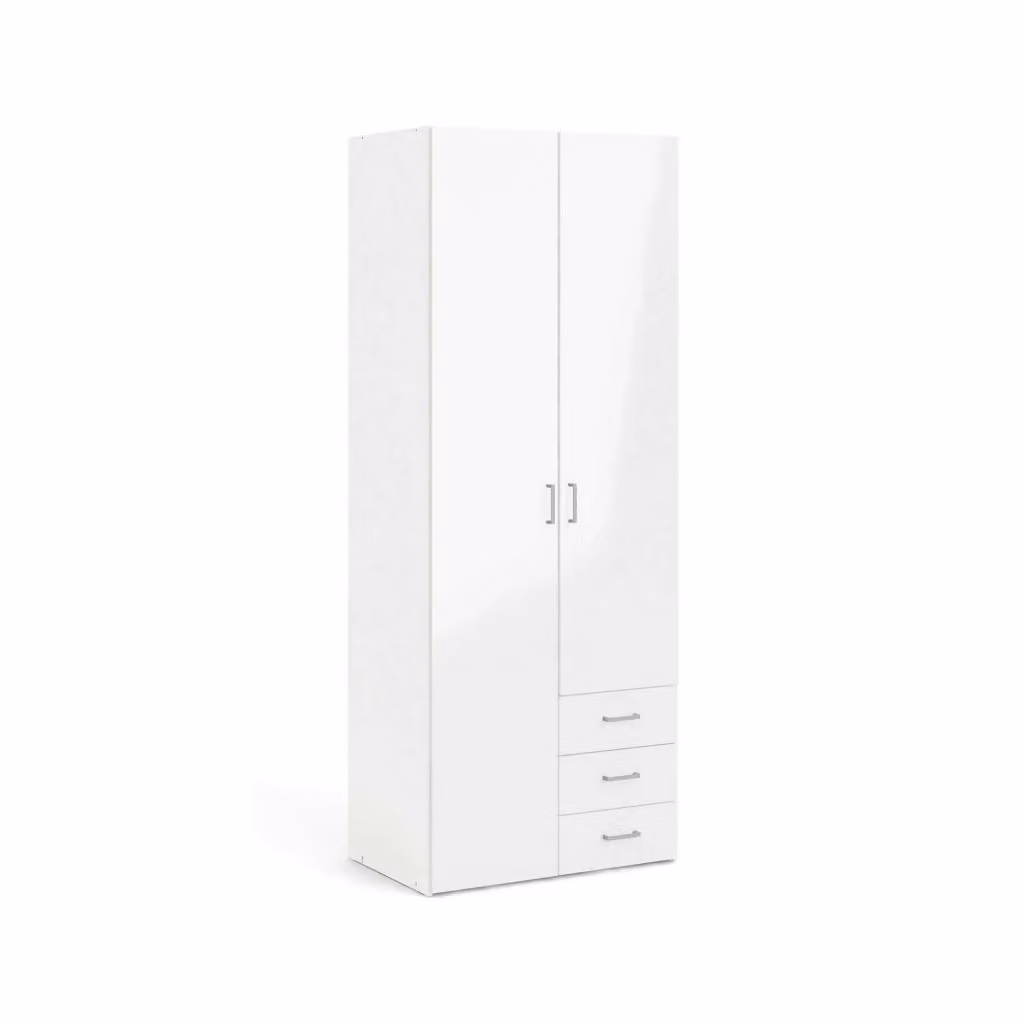 Armadio a 2 ante Apollina DMORA Bianco lucido L: 78 cm, P: 50 cm, H: 200 cm – 2