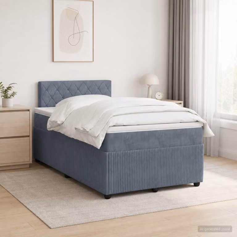 Maison Exclusive - Letto boxspring con materasso grigio scuro 120 x 190 cm in velluto
