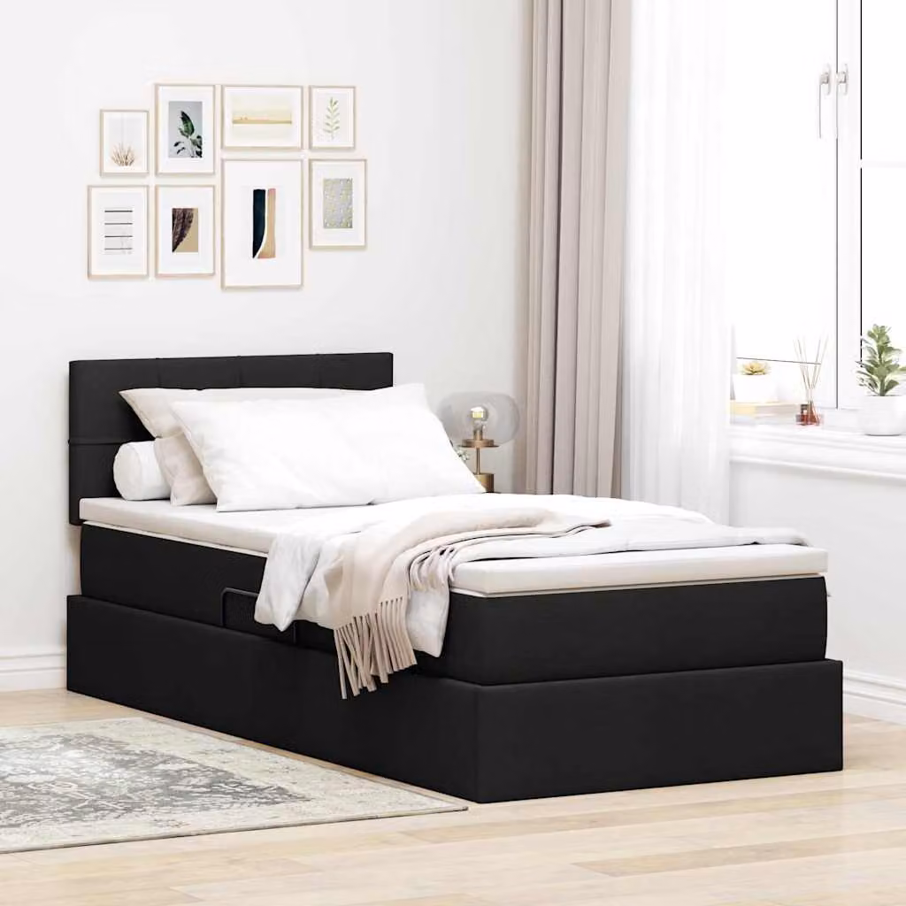 Letto con contenitore e materasso vidaXL in velluto nero L/P: 100 x 200 cm – 1