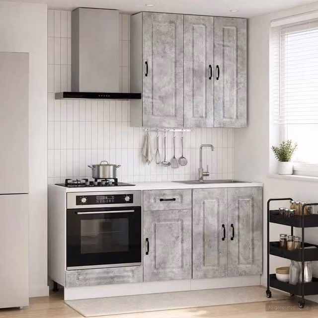 Unità Cucina Moderna vidaXL KALMAR in MDF Grigio con Ante a Battente e Cassetti