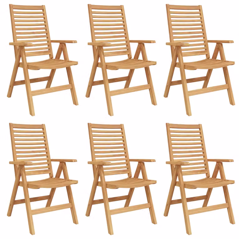 Set di 6 sedie da giardino vidaXL in legno di teak marrone con braccioli L/P/H: 52 x 64.5 x 108 cm