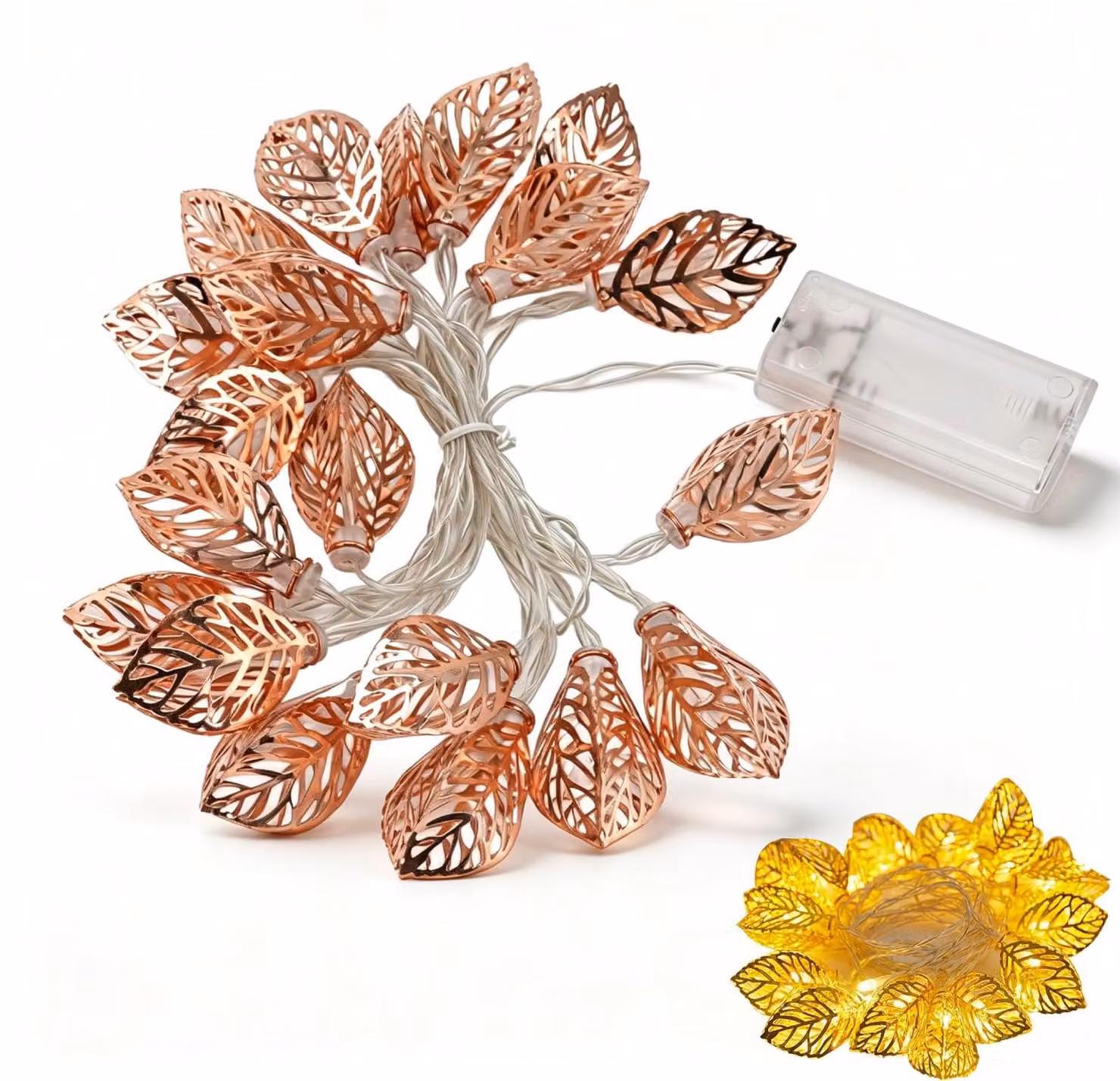 Catene luminose, 20 LED, design a forma di petali di rosa, alimentate a batteria, per uso interno