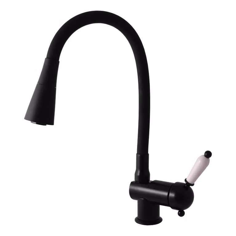 RAV Slezák Miscelatore per lavello con braccio flessibile e doccia - nero opaco L508/13CMAT Colore: nero opaco, Dimensione: 1/2''
