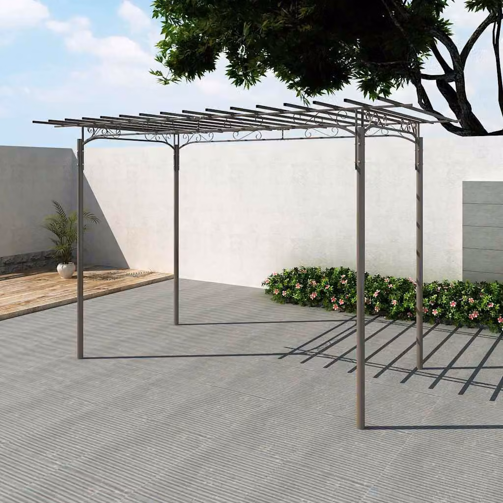 Arco pergola da giardino per rose vidaXL in acciaio, disponibile in antracite o argento, H: 215 cm, L: 320 cm, P: 190 cm