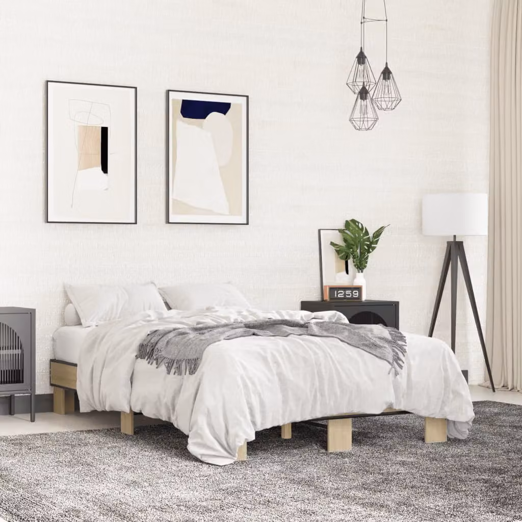 Giroletto vidaXL in Rovere Sonoma e Metallo, L/P/H: 120 x 200 x 30 cm