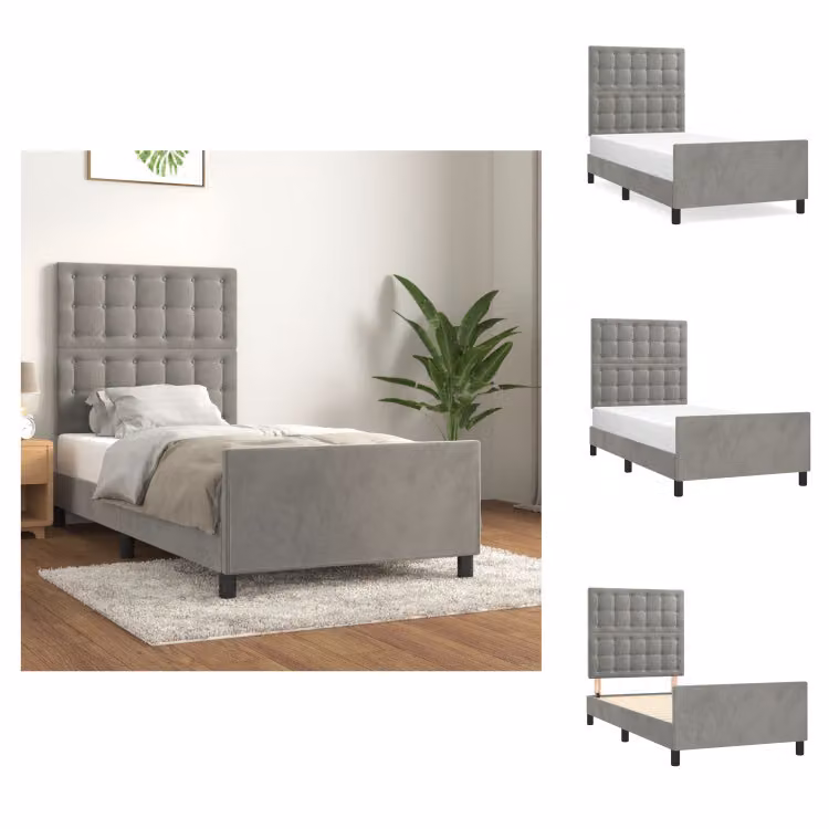 vidaXL Struttura letto con testiera in velluto grigio chiaro 80x200 cm - Letti e strutture letto