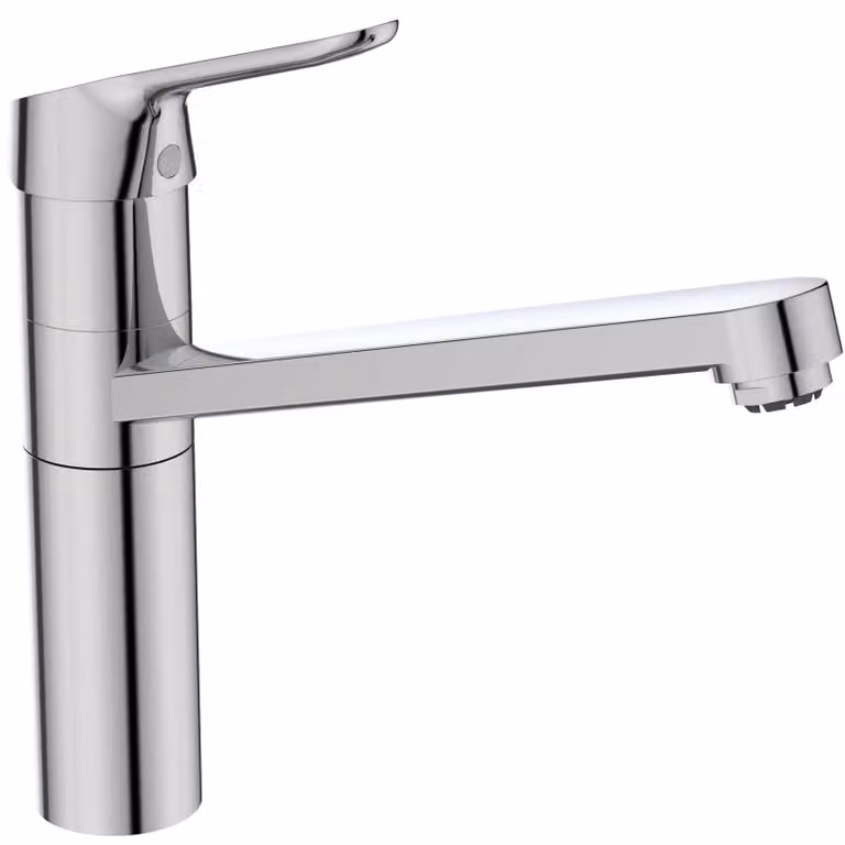 Rubinetto da cucina a bassa pressione, con sistema BlueStart, girevole a 360°, finitura cromata