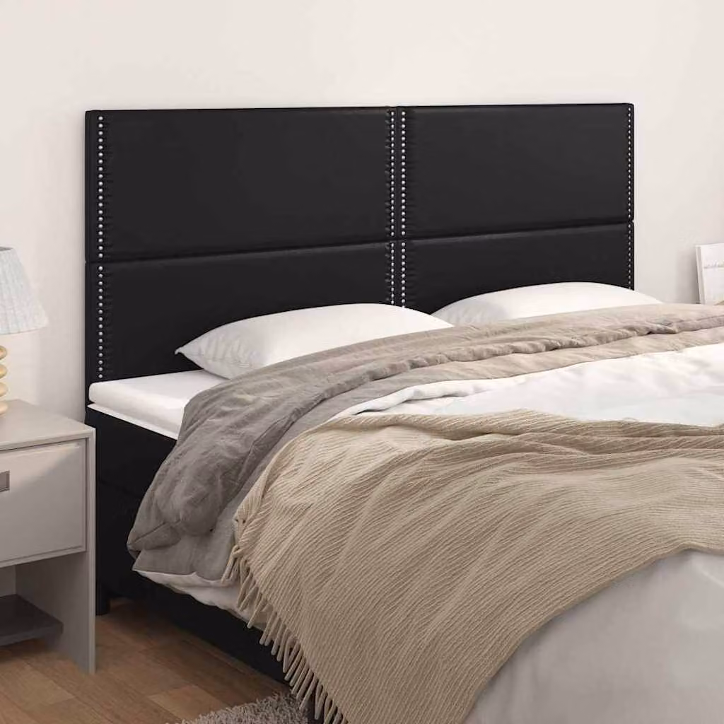 Testiera per letto vidaXL in similpelle nera con struttura in legno, L: 180 cm, P: 5 cm, H: 118/128 cm