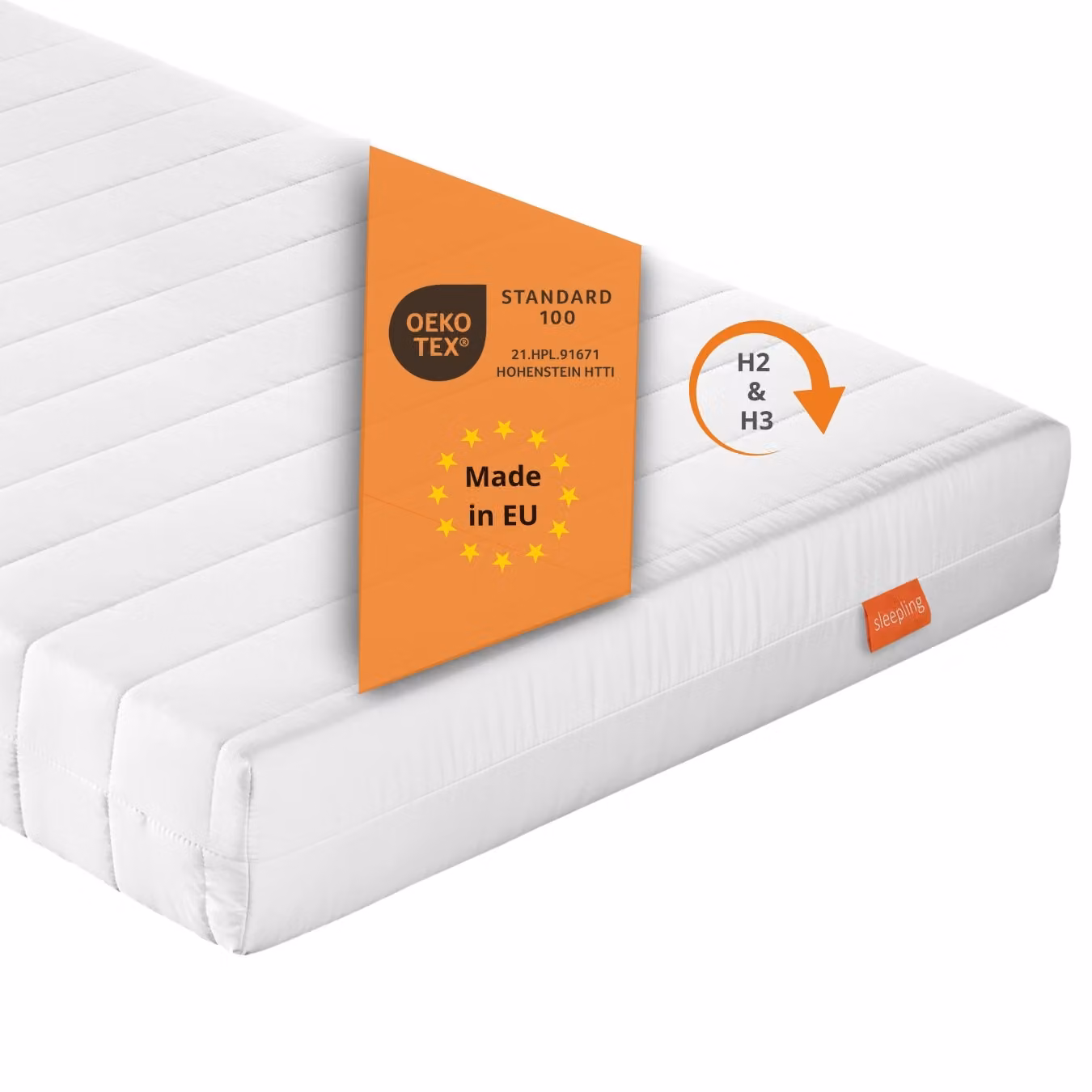 materasso ergonomico a 7 zone in schiuma fredda, 90 x 200 cm, H2 & H3, 21 cm, livello di rigidità duo, materasso reversibile, sleepling PureComfort