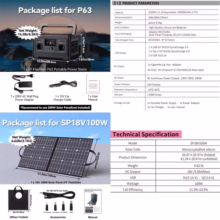 Centralina portatile con pannello solare – capacità di 520Wh – onda sinusoidale pura – batteria esterna mobile